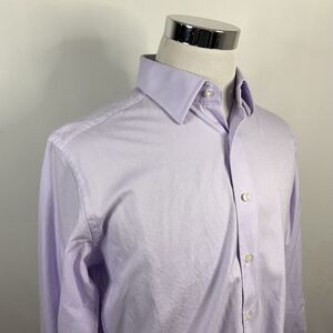 David Donahue 16.5 32/33 Trim Fit Dress Shirt Purple Textured 100% Cotton Formal